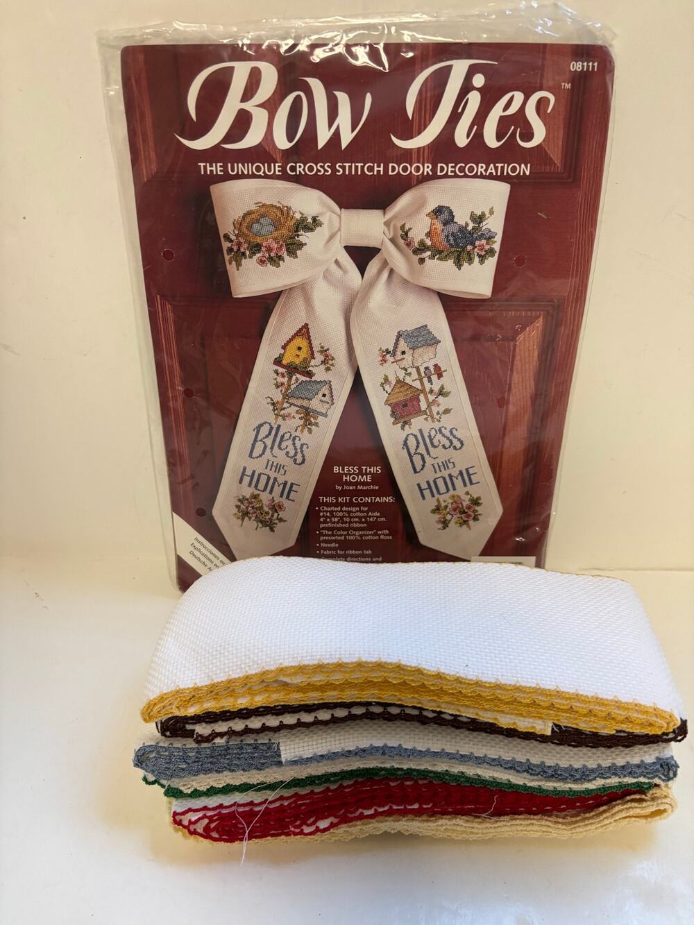 Bow Ties Cross Stitch Door Decoration Charted Design Ribbon Aida Fabric Bookmark